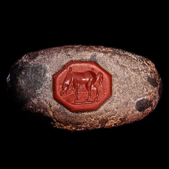 Roman Silver Ring with Horse Gemstone