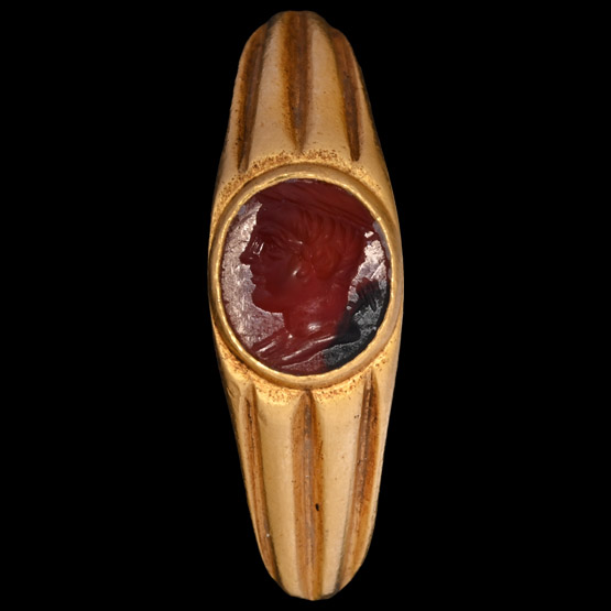 Roman Gold Ring with Carnelian Mercury Gemstone