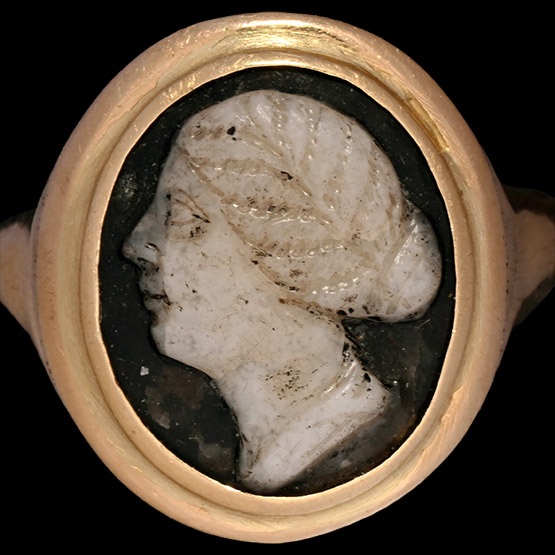 Roman Cameo of a Female Head in Gold Ring