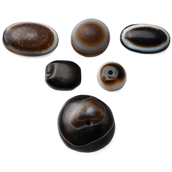 Large Bactrian Banded Agate Bead and Cabochon Group