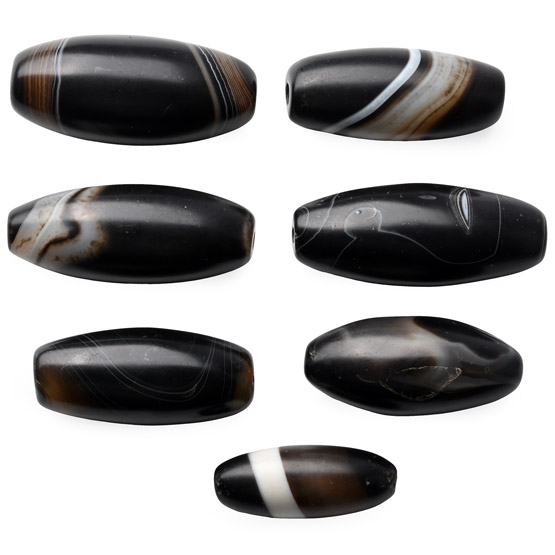Large Bactrian Banded Agate Bead Group