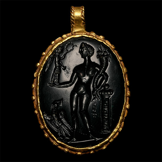 Roman Style Gold Pendant with Nude Female