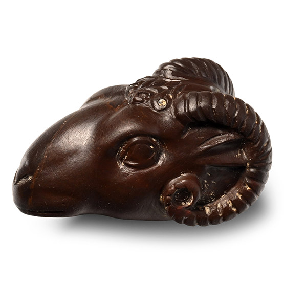 Post Medieval Black Stone Rams Head Amulet