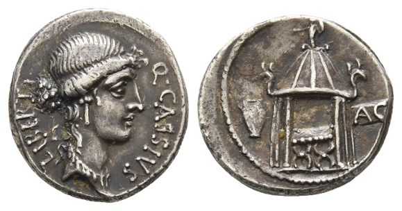 Q. Cassius Longinus AR Denarius.
