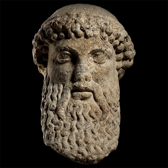 Life-Size Roman Bearded Head of the Greek God Hermes