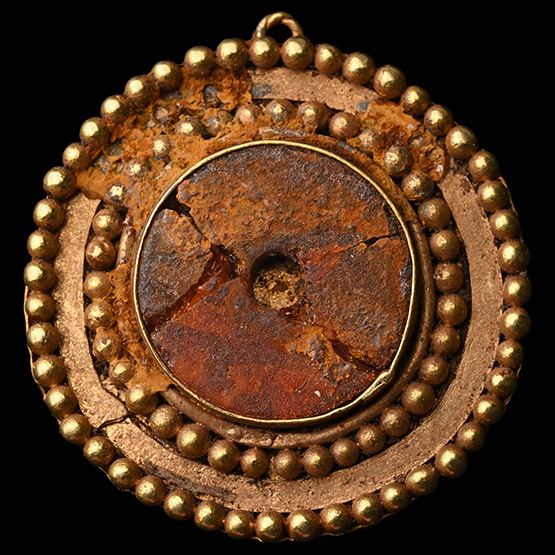 Viking Age Gold Pendant with Amber