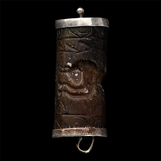 Early Achaemenid Stone Cylinder Seal with Later Silver Casing