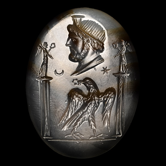 Large Post-Classical Agate Gemstone with Zeus Serapis Allegory