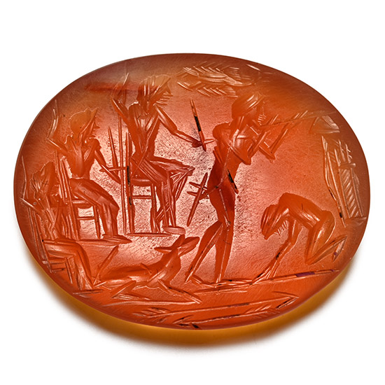 Large Roman Carnelian Gemstone with Ritual Scene