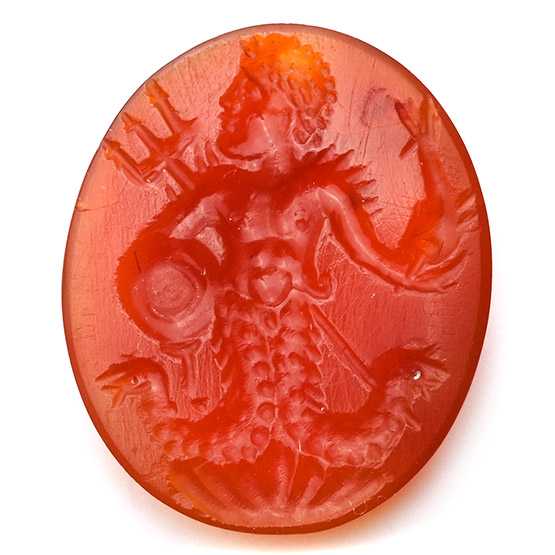 Renaissance Carnelian Gemstone with Roman God Neptune
