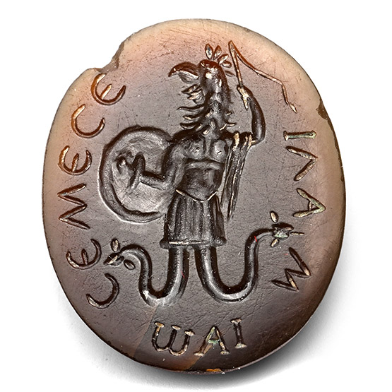 Post-Classical Agate Gnostic Gemstone with Anguiped