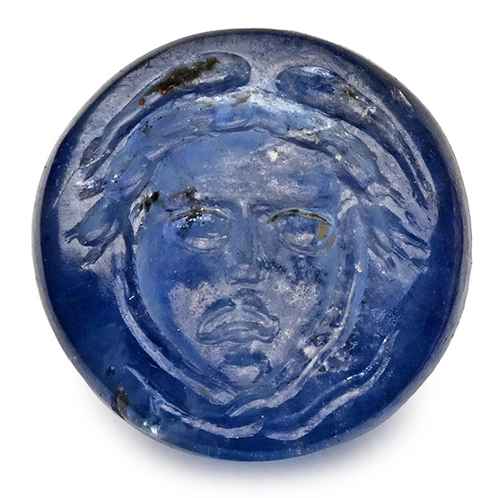 Ancient Style Sapphire Gemstone with Head of Medusa