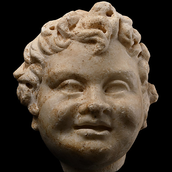 Roman Marble Head of Eros, the Greek God of Love