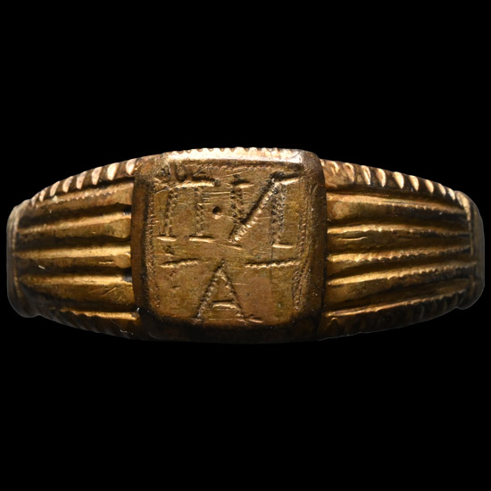 Tudor Period Gilt Bronze Merchants Signet Ring