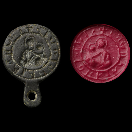 Medieval Bronze Seal Matrix with Mary and Child