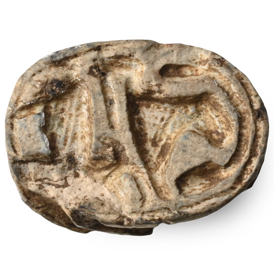 Egyptian Steatite Scarab with Lion and Stag