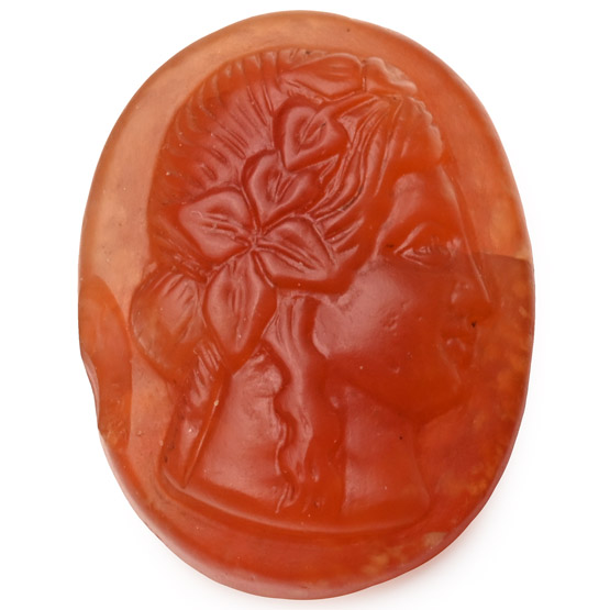 Post Classical Carnelian Gemstone with Head of Dionysus