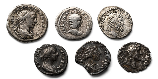 Group of Six [6] Antoninus Pius and Other Roman AR Denarii Coins.