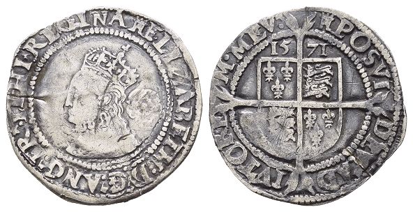 England. Tudor, Elizabeth I AR Sixpence.