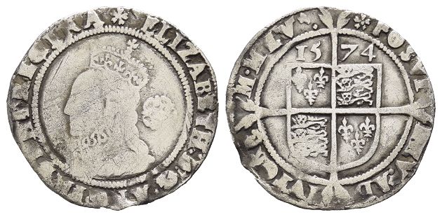 England. Tudor, Elizabeth I AR Sixpence.