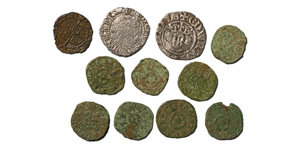 Group of Eleven [11] English Found Medieval, Tudor and Stuart AE and AR Coins.