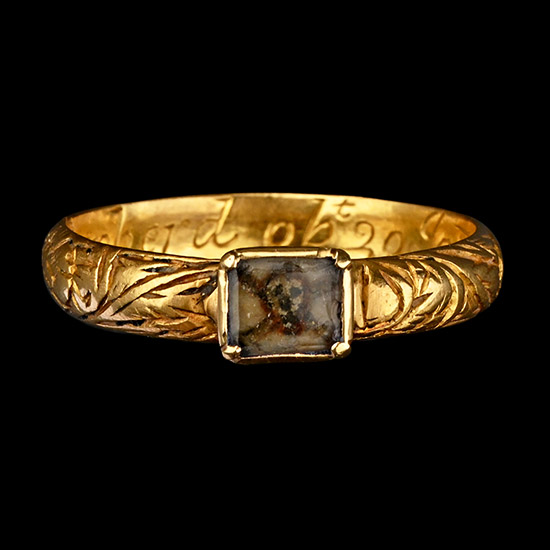 Stuart Period Gold Memento Mori Ring with Skull and Crossed Bones for Ian Shepherd