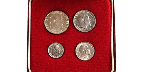 Great Britain. Saxe-Coburg-Gotha, Edward VII AR Maundy Money Set.