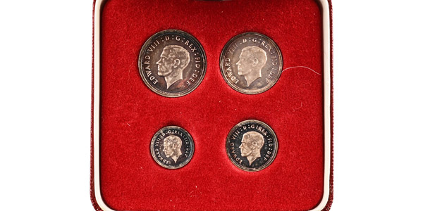 Great Britain. Windsor, Edward VIII AR Maundy Money Set.