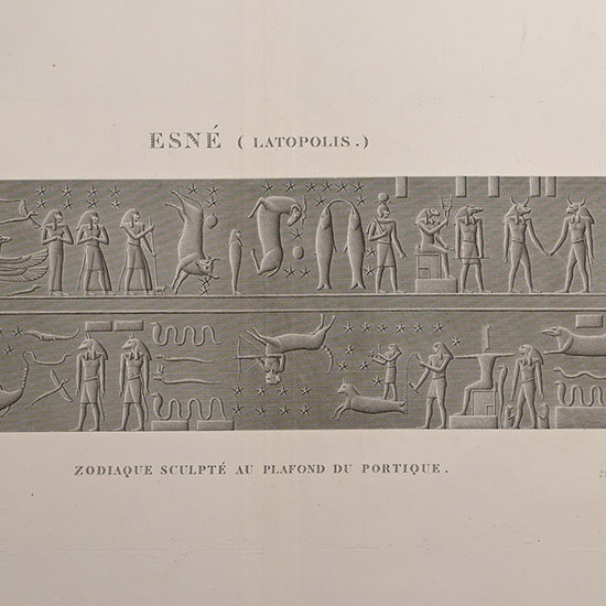 Very Large Egyptian Expedition Lithograph of Reliefs at Esna