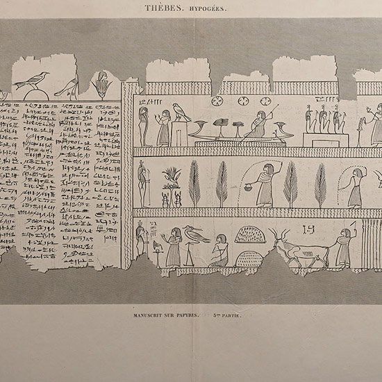 Very Large Egyptian Expedition Lithograph of the Hypogees Papyrus Manuscript from Thebes
