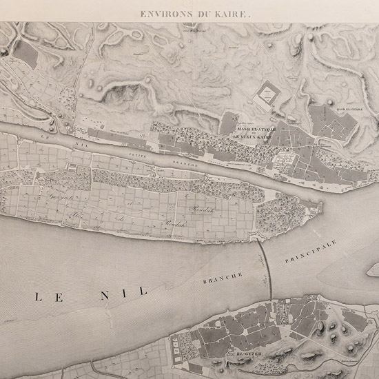 Very Large Egyptian Expedition Lithograph of the Environs du Kaire (Cairo and district)