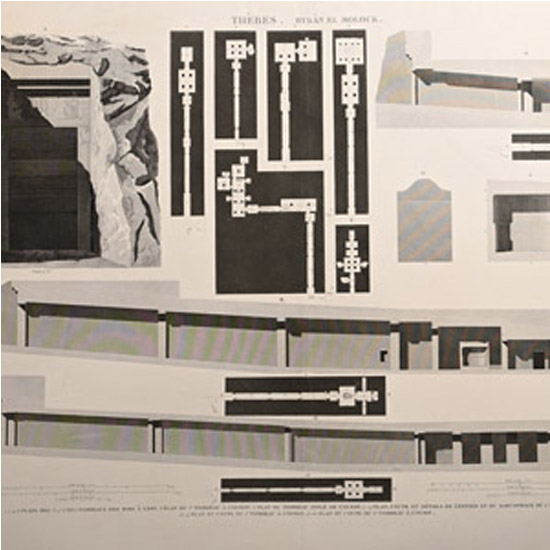Very Large Egyptian Expedition Lithograph of Bayban el Molouk at Thebes