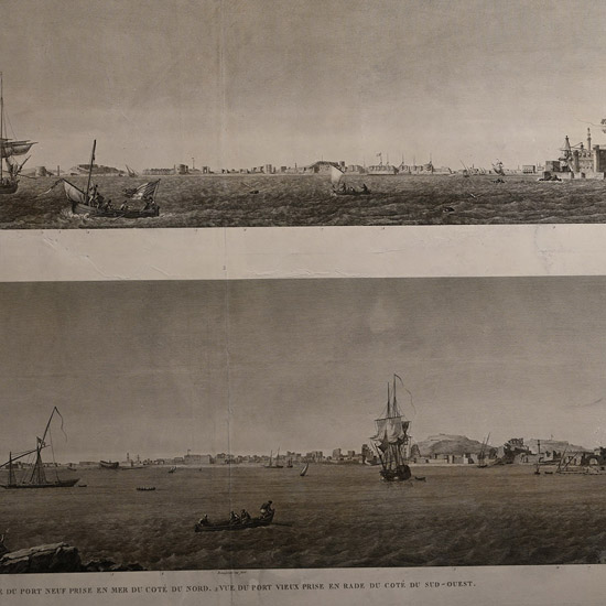Very Large Egyptian Expedition Lithograph of Views of Alexandria