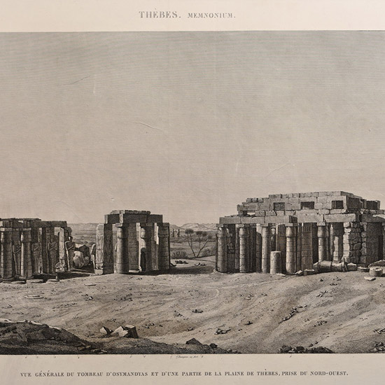 Very Large Egyptian Expedition Lithograph of the Memnonium at Thebes
