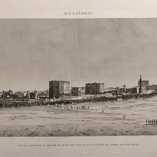 Very Large Egyptian Expedition Lithograph of a View of Alexandria