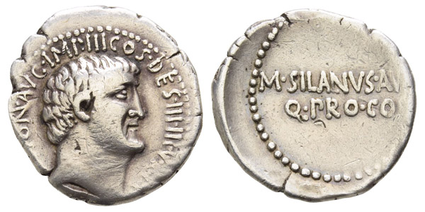 Marc Antony and M. Junius Silanus AR Denarius.