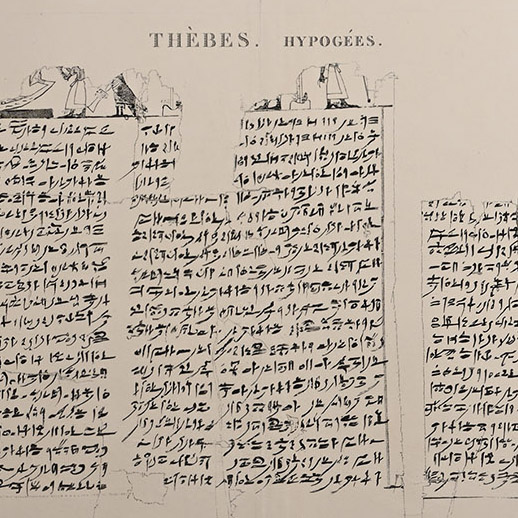 Very Large Egyptian Expedition Lithograph of the Hypogees Papyrus Manuscript from Thebes