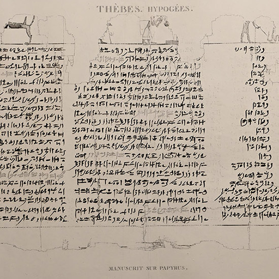 Very Large Egyptian Expedition Lithograph of the Hypogees Papyrus Manuscript from Thebes