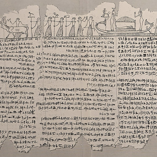 Very Large Egyptian Expedition Lithograph of the Hypogees Papyrus Manuscript from Thebes