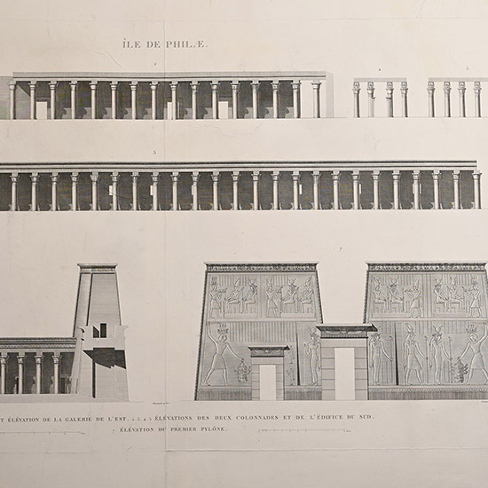 Very Large Egyptian Expedition Lithograph of the Temple of Philae