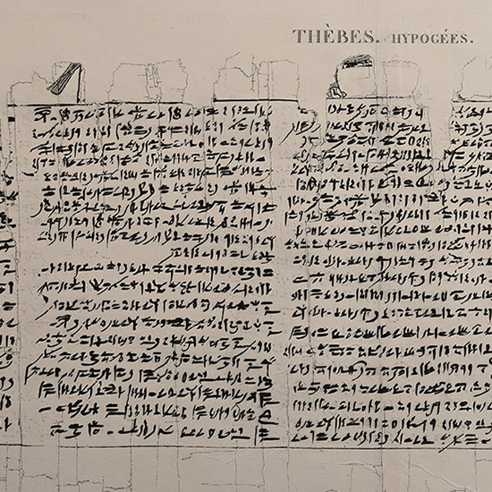Very Large Egyptian Expedition Lithograph of the Hypogees Papyrus Manuscript from Thebes
