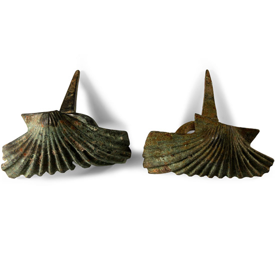 Roman Bronze Scallop Shell Door Key Pair