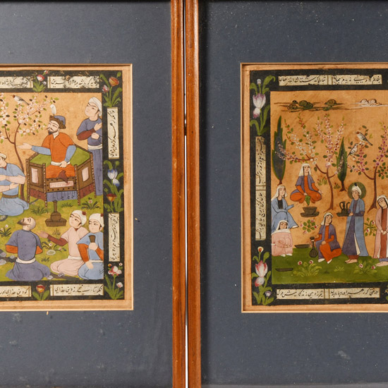 Persian Framed Watercolour Painting Group