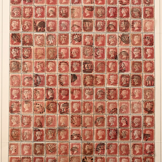 Queen Victoria Perforated 240 Penny Red Stamp Reconstructed Sheet