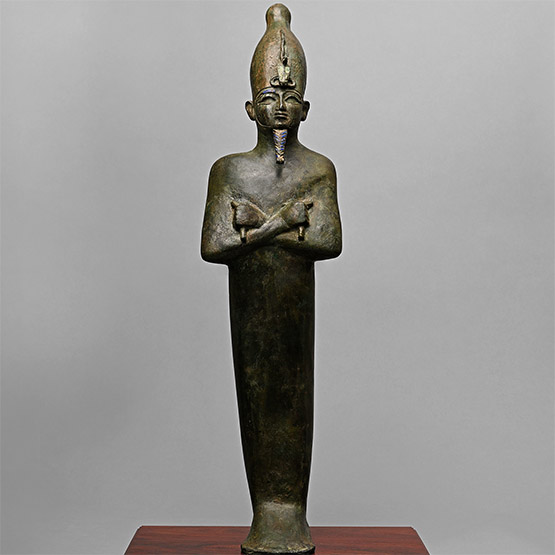 Large Egyptian Bronze Figure of Osiris with Lapis Lazuli Inlays