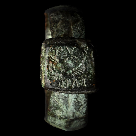 Late Roman Bronze Ring with Bust