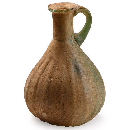 Eastern Roman or Parthian Green Glass Sprinkler Pitcher