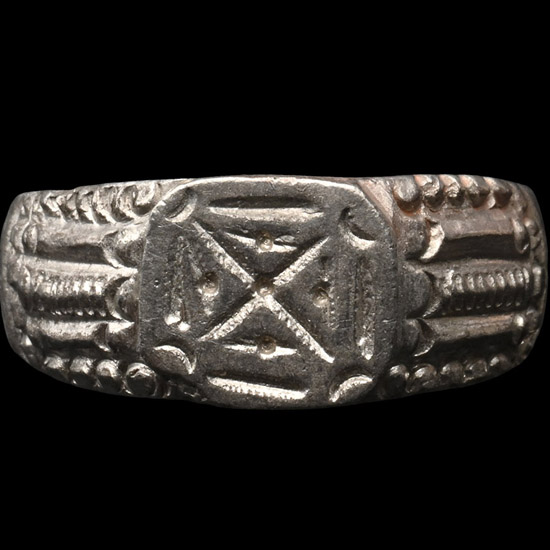 Post Medieval Silver Ring with Saltire Cross