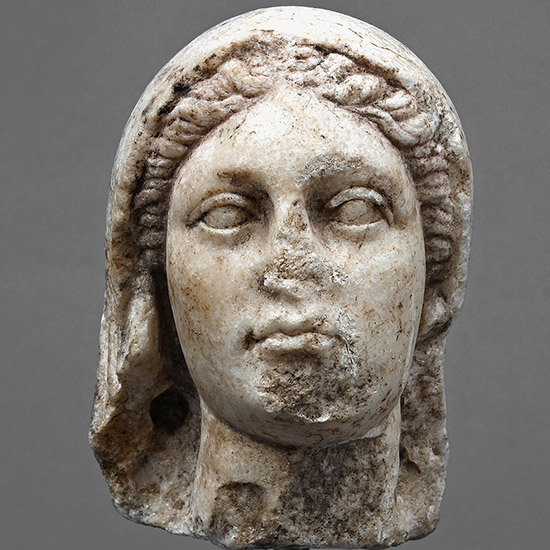 Roman Marble Head of a Veiled Goddess