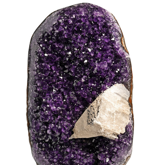 Polished Amethyst Crystal Display with Calcite